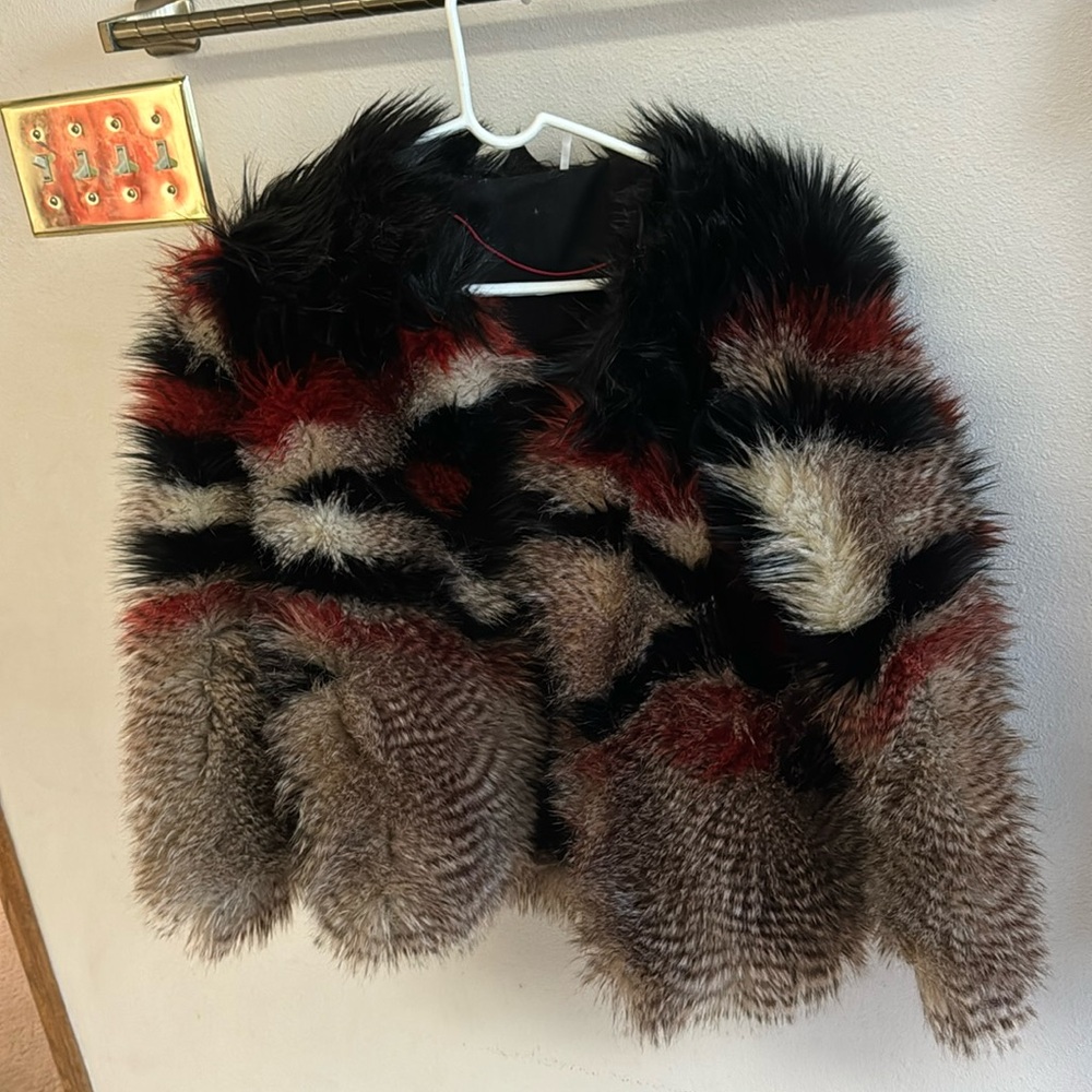 Free People Multicolored Faux Fur Coat